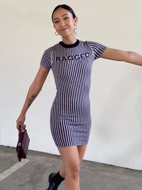 Ragged Jeans Black & Purple Striped Knit Dress